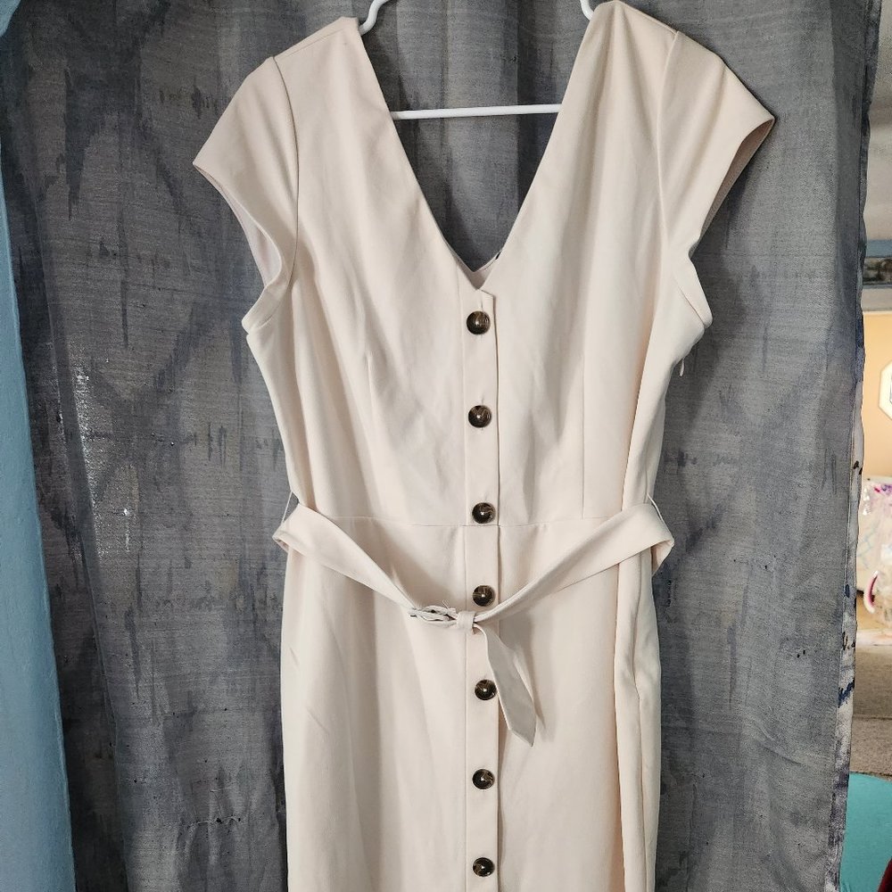 Cream Button Down Dress